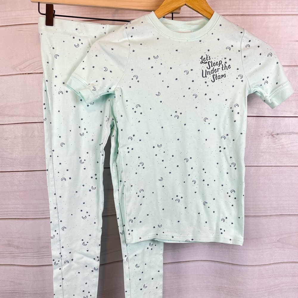 Lauren Conrad Girls Light Blue Pajamas Size 14 100% Cotton Stars Moon NWOT